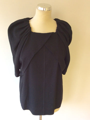 JAEGER BLACK PLEATED TOP SIZE 14 - Whispers Dress Agency - Womens Tops - 2
