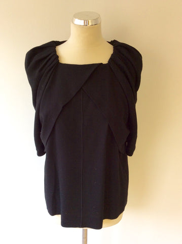 JAEGER BLACK PLEATED TOP SIZE 14 - Whispers Dress Agency - Womens Tops - 1