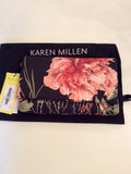 KAREN MILLEN BLACK & RED FLORAL PRINT DRESS & BRAND NEW MATCHING CLUTCH BAG SIZE 14