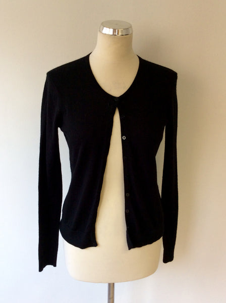 HOBBS BLACK WOOL CREW NECK CARDIGAN SIZE M - Whispers Dress Agency - Sold - 1
