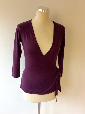 HOBBS PLUM WOOL WRAP AROUND JUMPER SIZE 12 - Whispers Dress Agency - Sold - 1