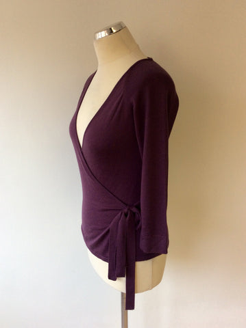 HOBBS PLUM WOOL WRAP AROUND JUMPER SIZE 12 - Whispers Dress Agency - Sold - 2