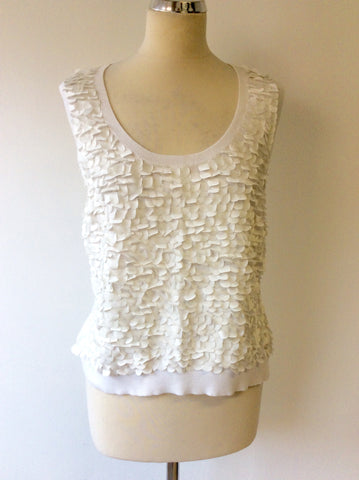 COAST WHITE SCALE FRONT SLEEVELESS FINE KNIT TOP SIZE 16 - Whispers Dress Agency - Womens Tops - 1