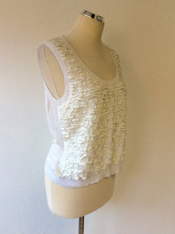 COAST WHITE SCALE FRONT SLEEVELESS FINE KNIT TOP SIZE 16 - Whispers Dress Agency - Womens Tops - 2