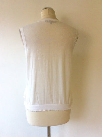 COAST WHITE SCALE FRONT SLEEVELESS FINE KNIT TOP SIZE 16 - Whispers Dress Agency - Womens Tops - 3