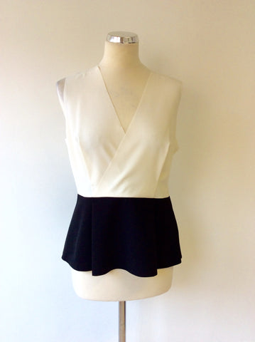 REISS ORCHID BLACK & WHITE PEPLUM TOP SIZE 12 - Whispers Dress Agency - Womens Tops - 2