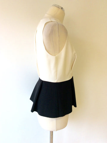 REISS ORCHID BLACK & WHITE PEPLUM TOP SIZE 12 - Whispers Dress Agency - Womens Tops - 3
