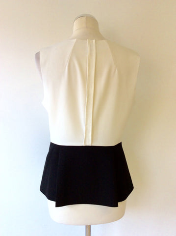 REISS ORCHID BLACK & WHITE PEPLUM TOP SIZE 12 - Whispers Dress Agency - Womens Tops - 4