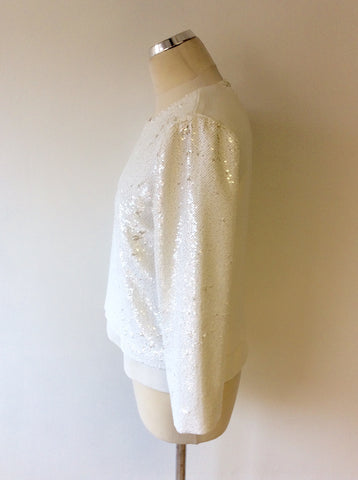 WHISTLES WHITE LILY SEQUINNED TOP SIZE 10 - Whispers Dress Agency - Sold - 2