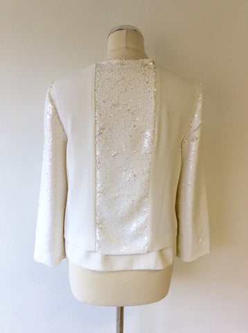 WHISTLES WHITE LILY SEQUINNED TOP SIZE 10 - Whispers Dress Agency - Sold - 3