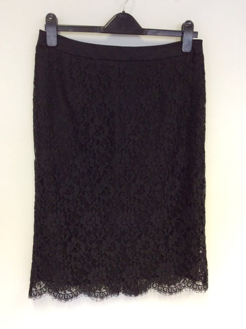 JAEGER BLACK LACE PENCIL SKIRT SIZE 14 - Whispers Dress Agency - Womens Skirts - 1