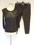 BANANA REPUBLIC BLACK FAUX LEATHER FRONT JUMPERS SIZE M - Whispers Dress Agency - Sold - 5