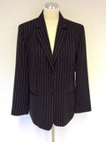 BIANCA BLACK PINSTRIPE JACKET,SKIRT & TROUSER SUIT SIZE 12/14 - Whispers Dress Agency - Womens Suits & Tailoring - 2