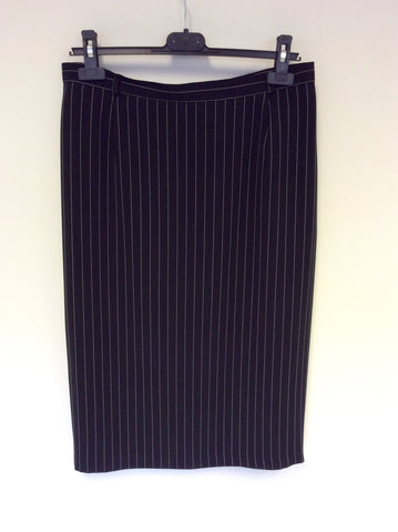 BIANCA BLACK PINSTRIPE JACKET,SKIRT & TROUSER SUIT SIZE 12/14 - Whispers Dress Agency - Womens Suits & Tailoring - 8