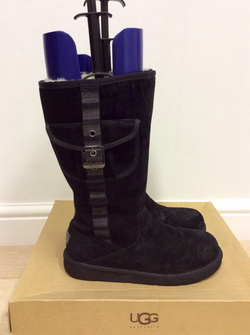 UGG AUSTRALIA BLACK SUEDE CARGO BOOTS SIZE 7.5/40 - Whispers Dress Agency - Sold - 3