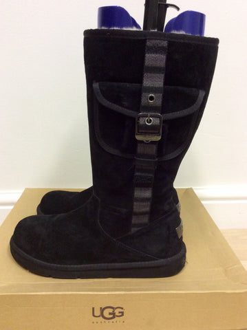 UGG AUSTRALIA BLACK SUEDE CARGO BOOTS SIZE 7.5/40 - Whispers Dress Agency - Sold - 4