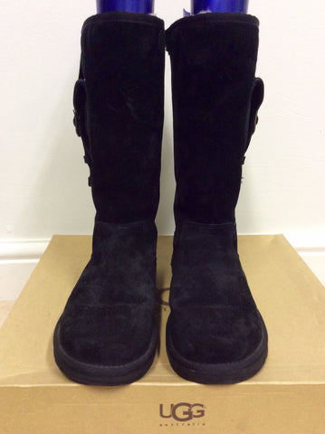 UGG AUSTRALIA BLACK SUEDE CARGO BOOTS SIZE 7.5/40 - Whispers Dress Agency - Sold - 2