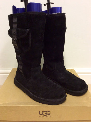 UGG AUSTRALIA BLACK SUEDE CARGO BOOTS SIZE 7.5/40 - Whispers Dress Agency - Sold - 1