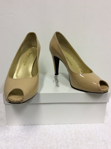 RUSSELL & BROMLEY BLUSH PATENT LEATHER PEEPTOE HEELS SIZE 6/39 - Whispers Dress Agency - Womens Heels - 1