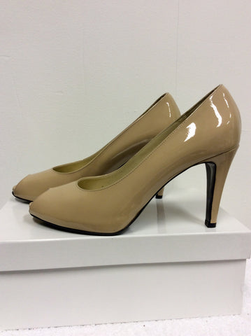 RUSSELL & BROMLEY BLUSH PATENT LEATHER PEEPTOE HEELS SIZE 6/39 - Whispers Dress Agency - Womens Heels - 4