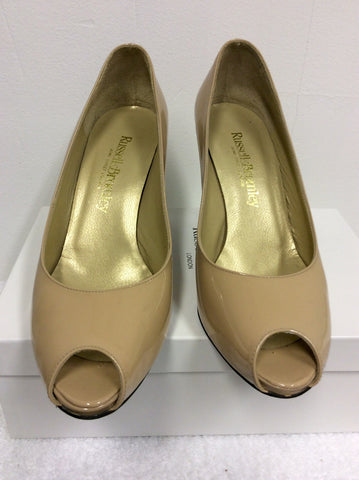 RUSSELL & BROMLEY BLUSH PATENT LEATHER PEEPTOE HEELS SIZE 6/39 - Whispers Dress Agency - Womens Heels - 2