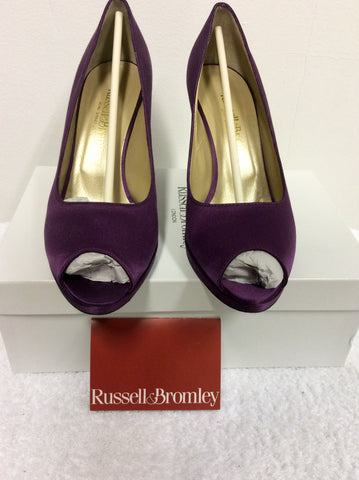 RUSSELL & BROMLEY PURPLE SATIN PEEPTOE HEELS SIZE 6/39 - Whispers Dress Agency - Womens Heels - 2