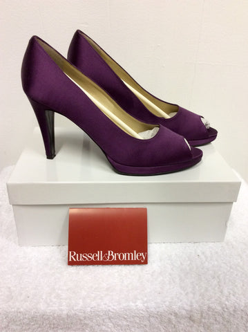 RUSSELL & BROMLEY PURPLE SATIN PEEPTOE HEELS SIZE 6/39 - Whispers Dress Agency - Womens Heels - 3