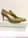 LK BENNETT SYBILA TAUPE PATENT LEATHER HEELS SIZE 7/40 - Whispers Dress Agency - Womens Heels - 3