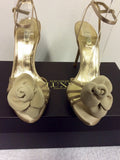 KURT GEIGER LUXE CHAMPAGNE SATIN FLOWER FRONT SANDALS SIZE 6/39 - Whispers Dress Agency - Womens Sandals - 2