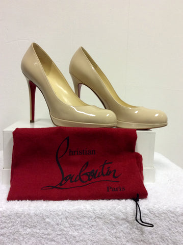 BRAND NEW CHRISTIAN LOUBOUTIN CREAM PATENT LEATHER HEELS SIZE 6/39 - Whispers Dress Agency - Womens Heels - 1