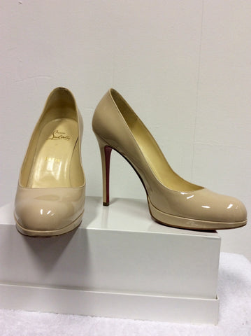 BRAND NEW CHRISTIAN LOUBOUTIN CREAM PATENT LEATHER HEELS SIZE 6/39 - Whispers Dress Agency - Womens Heels - 2