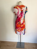 FRANK LYMAN MULTI COLOURED  STRETCH WRAP DRESS SIZE 16