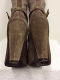 RUBY SHOO BROWN SUEDE & TEXTILE KNEE LENGTH BOOTS SIZE 8/41 - Whispers Dress Agency - Womens Boots - 5