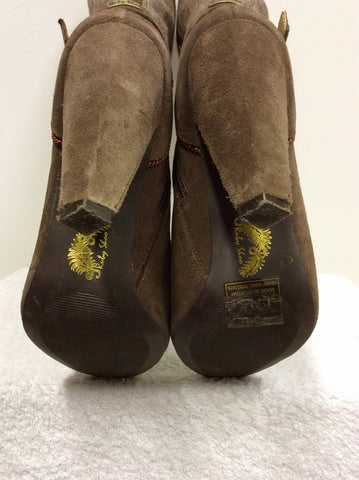 RUBY SHOO BROWN SUEDE & TEXTILE KNEE LENGTH BOOTS SIZE 8/41 - Whispers Dress Agency - Womens Boots - 6