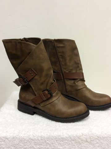 BRAND NEW BLOWFISH BROWN BIKER STYLE BOOTS SIZE 6/39 - Whispers Dress Agency - Sold - 2