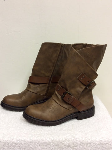 BRAND NEW BLOWFISH BROWN BIKER STYLE BOOTS SIZE 6/39 - Whispers Dress Agency - Sold - 3