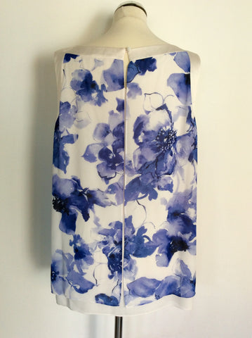 JACQUES VERT BLUE & WHITE FLORAL PRINT LAYERED TOP SIZE 20