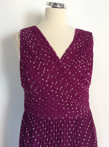 JACQUES VERT DEEP MAGENTA PINK SPOTTED DRESS SIZE 10