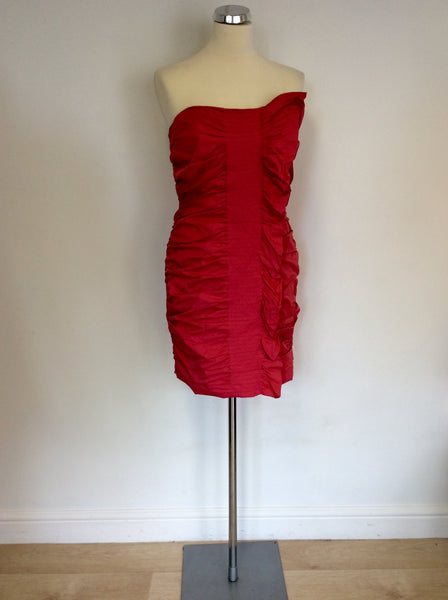 BRAND NEW KAREN MILLEN DEEP PINK STRAPLESS/STRAPPY WIGGLE DRESS SIZE 12
