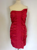 BRAND NEW KAREN MILLEN DEEP PINK STRAPLESS/STRAPPY WIGGLE DRESS SIZE 12