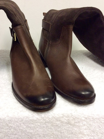 BRAND NEW CARVELA BY KURT GEIGER BROWN SUEDE & LEATHER KNEE HIGH BOOTS SIZE 6/39 - Whispers Dress Agency - Sold - 4