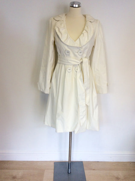 CHIC UNIQUE WHITE DOUBLE BREASTED COAT/MAC SIZE 10