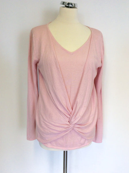 KALIKO LIGHT PINK V NECK TWIST FRONT JUMPER SIZE 18