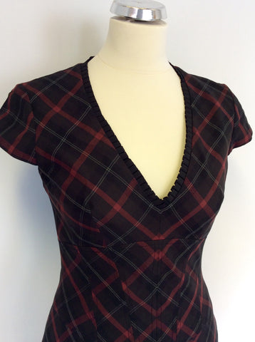 KAREN MILLEN BLACK & RED CHECK PENCIL DRESS SIZE 10