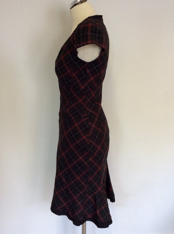 KAREN MILLEN BLACK & RED CHECK PENCIL DRESS SIZE 10