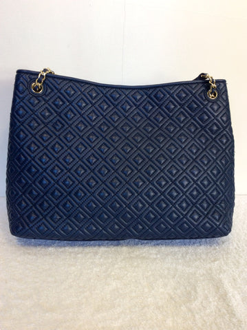 BRAND NEW TONY BURCH NAVY BLUE LEATHER QUILTED SHOULDER BAG - Whispers Dress Agency - Shoulder Bags - 2