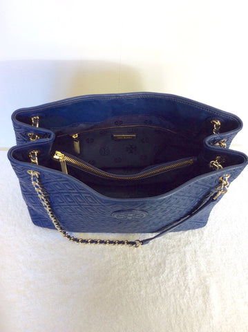 BRAND NEW TONY BURCH NAVY BLUE LEATHER QUILTED SHOULDER BAG - Whispers Dress Agency - Shoulder Bags - 3