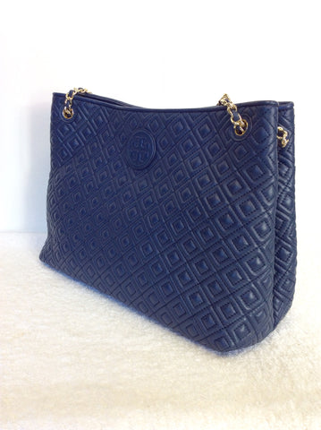 BRAND NEW TONY BURCH NAVY BLUE LEATHER QUILTED SHOULDER BAG - Whispers Dress Agency - Shoulder Bags - 6