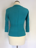 KAREN MILLEN TURQOUISE SCOOP NECK CARDIGAN SIZE 2 UK 10