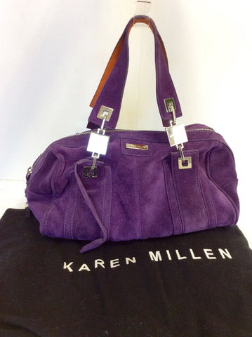 KAREN MILLEN PURPLE & ORANGE SUEDE HANDBAG - Whispers Dress Agency - Sold - 1